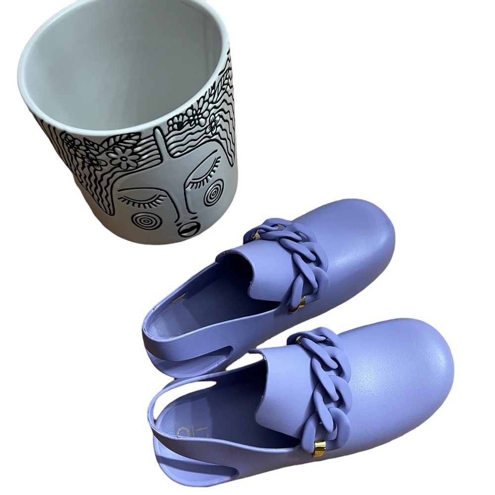 YOKI PURPLE HARRET CHAIN ACCENT SLING CLOGS - Picture 6 of 8